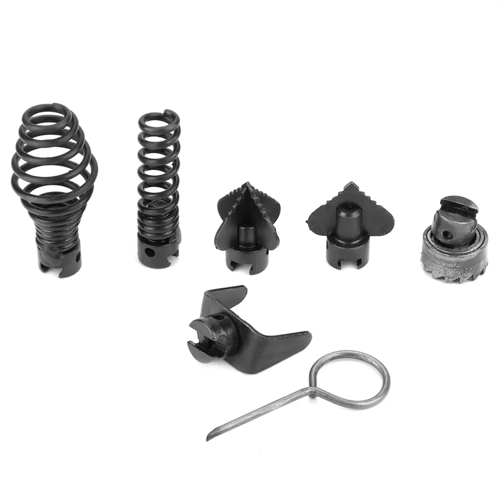 

7 шт., диаметр 16 мм, комбинированный режущий набор головок для очистки канализации, марганцевая сталь, черная дрель для сливной змеи, насадка