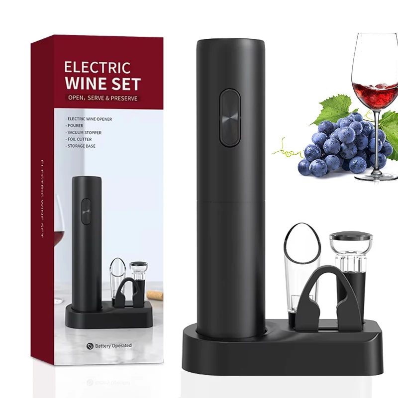 Electric Wine Bottle Opener Automatic Red Wine Corkscrew With Base Battery Powered Wine Opener For Wine Lover Kitchen Tools