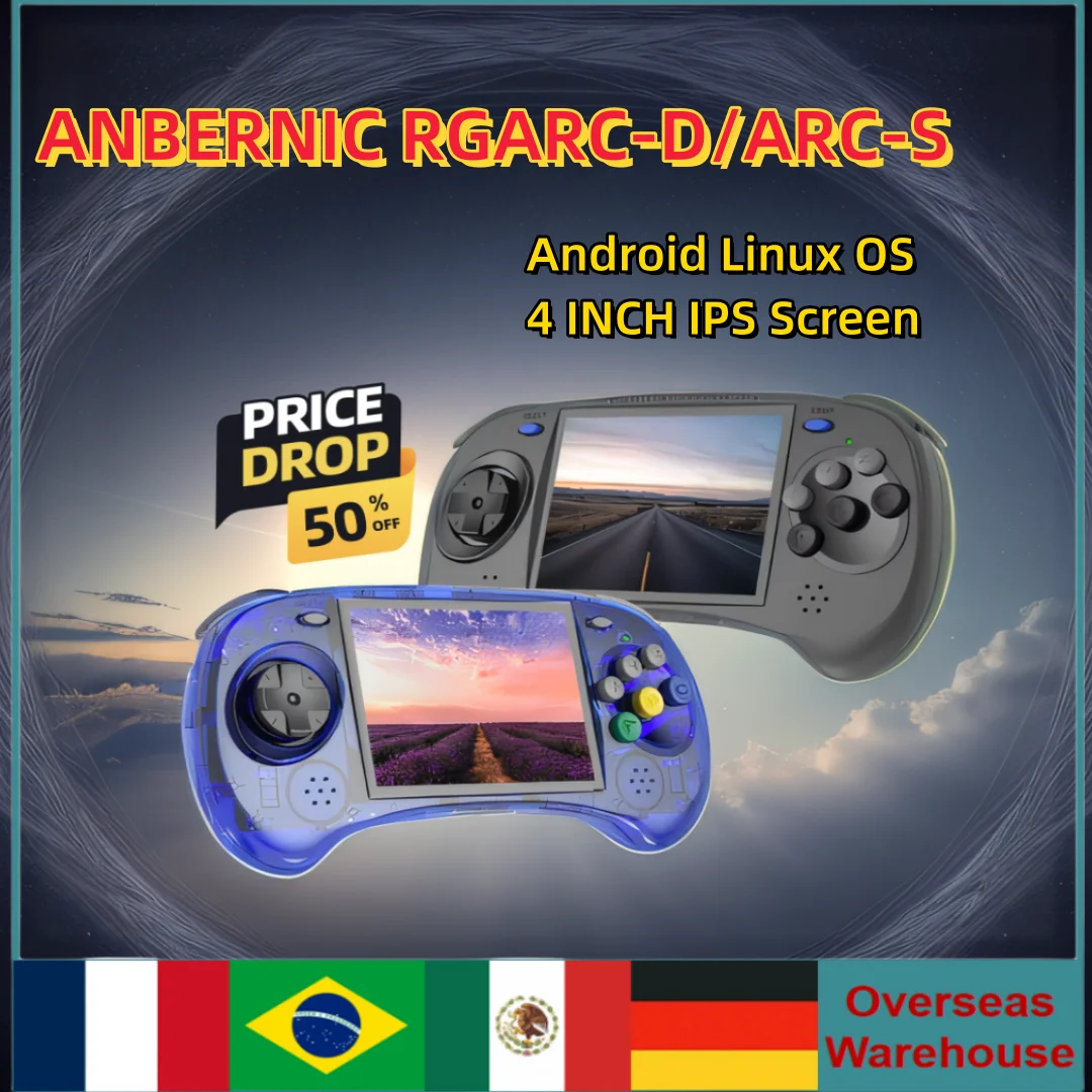 ANBERNIC RGARC-D RGARC-S Handheld Portable Video Game Consoles 4 INCH IPS Screen 80000Games Android Linux OS Retro Game Gifts