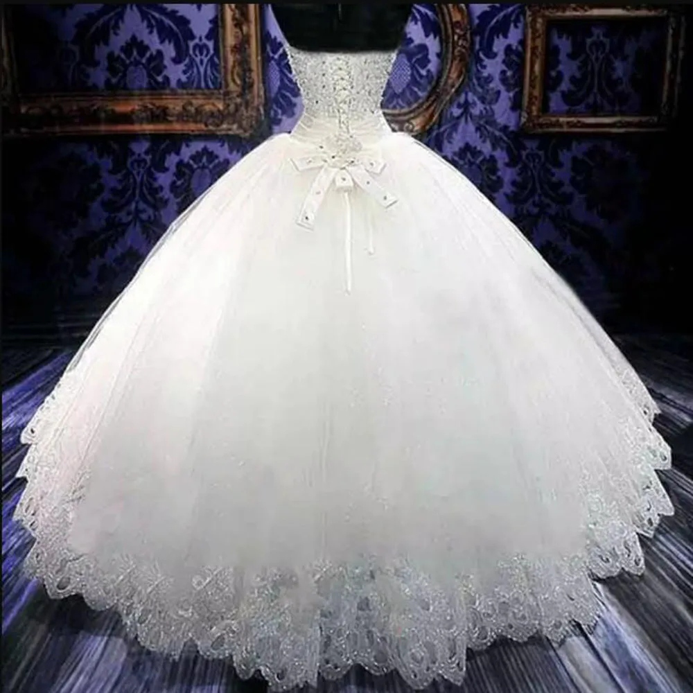 فساتين زفاف مزينة بالكريستال والخرز اللامع، فساتين عروس بدون حمالات على شكل حرف A، أزياء حفلات مخصصة للنساء 2026