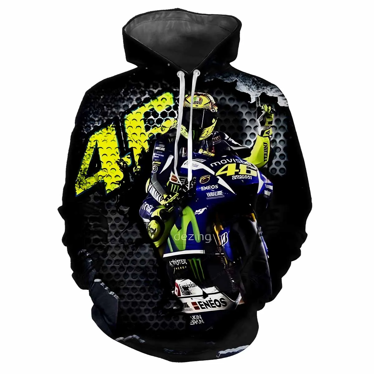 Sweat à capuche imprimé 3D pour homme, motif de moto, course de rue, mode, personnalité, tendance, classique, décontracté, haut confortable,