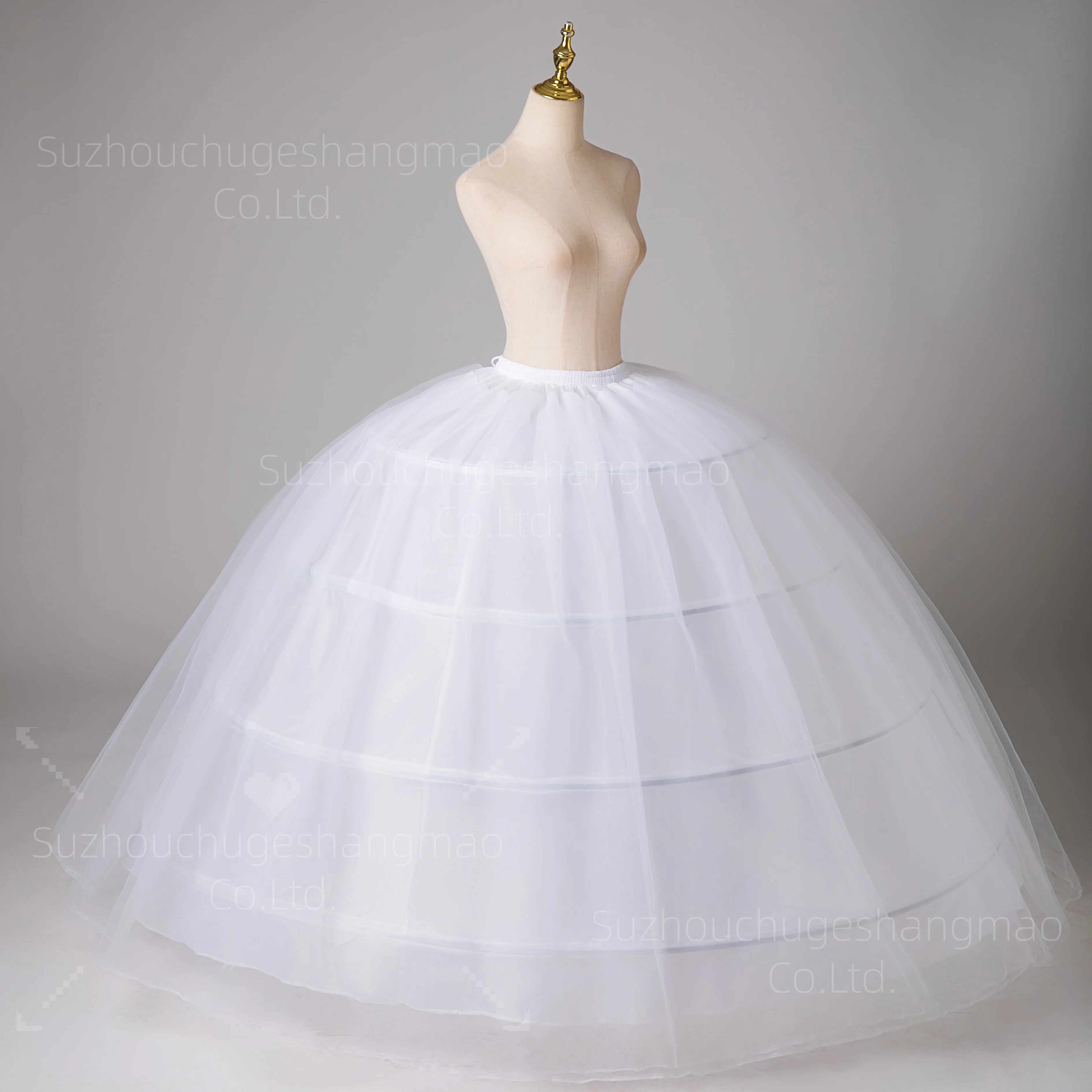 جديد حار بيع 4 الأطواق ثوب نسائي أبيض كبير سوبر رقيق كرينولين زلة تنورة لفستان الزفاف فستان زفاف في الأوراق المالية