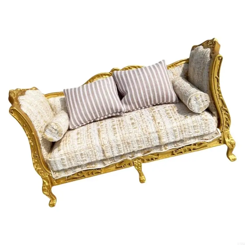 Collectible Miniature Furniture Loveseat Sofa 1/12 Scale For Realistic Dollhouses L8RB