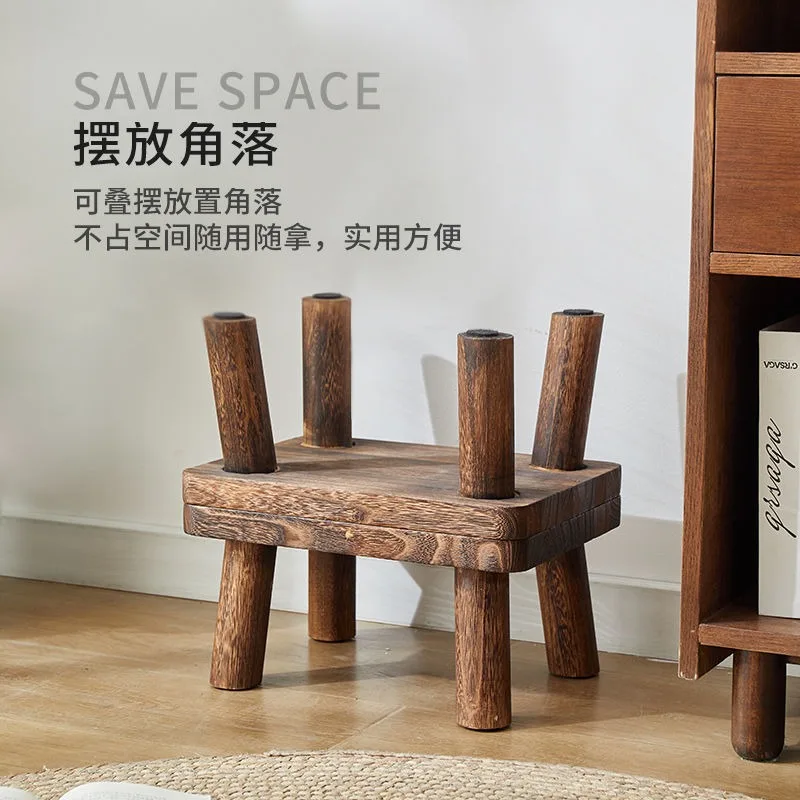 Small Wooden Stools Household Living Room Low Stools Small Benches At The Door for Shoes Changing Square Adult Benches Ottomans