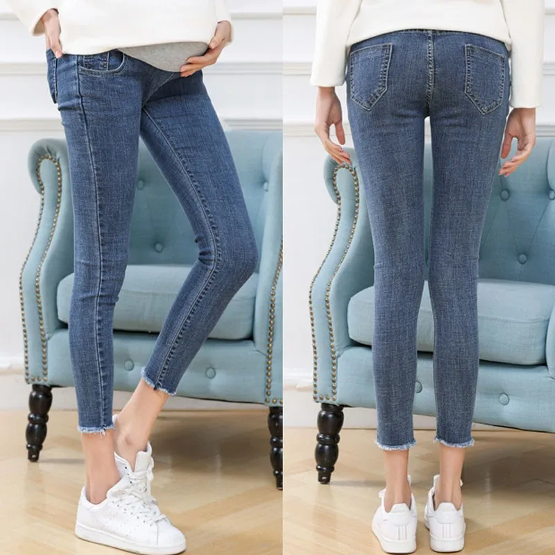 Denim Jeans Maternity Pants Skinny Stretch Clothes For Pregnant Women 2022 Spring Summer Plus Size Pregnancy Pants Gravidas