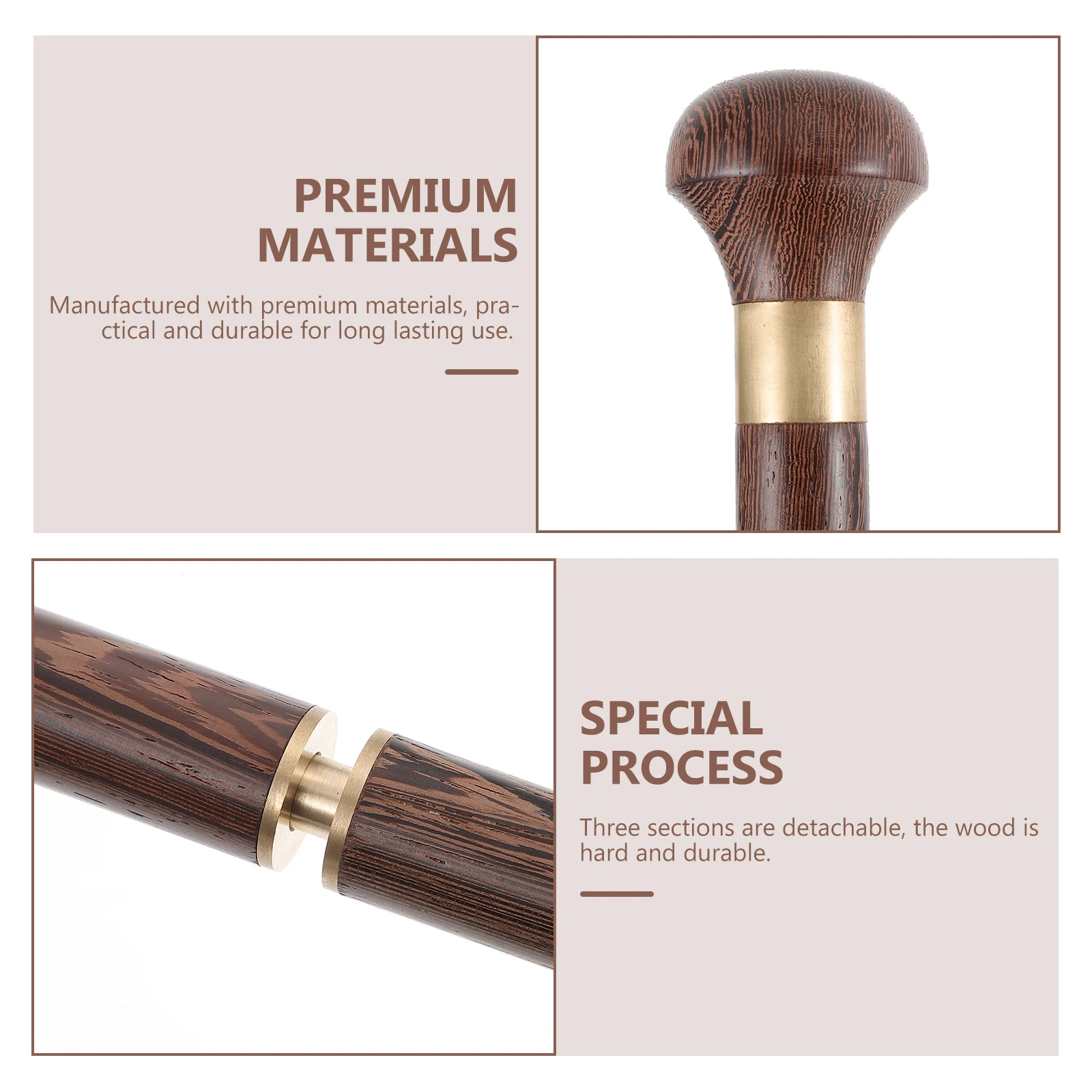 Wooden Walking Brown Detachable Portable Elderly Cane Travel Sticks Outdoor Practical Long Use Health