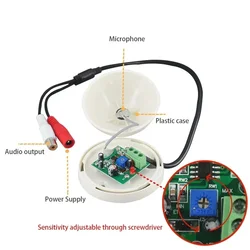ANPWOO Audio Monitoring MIC Sound Pickup Microphone for CCTV Surveillance Security IP Camera Built in Preamp Wired Voice Monitor