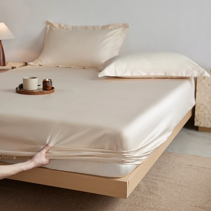 

2025 New Model 100S Gongsatin Long-staple Cotton Pure Cotton Single Bed Hat Solid-color Single-item Mattress Cover Bedding