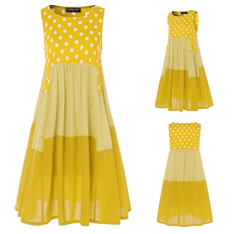 

Sleeveless Printed Summer Round Neck Dress Women Fashion Casual Floral Sundress Ladies Comfortable Breathable Loose Fit Beach