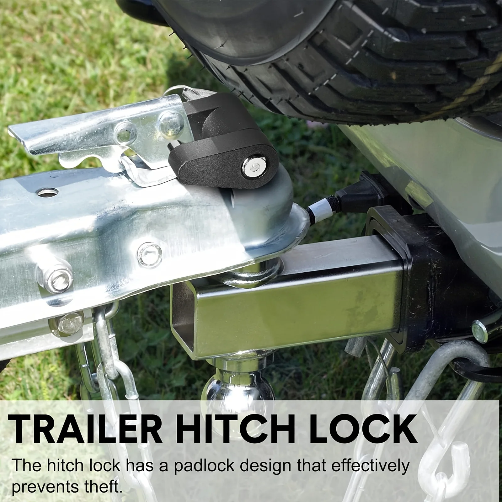 قفل خطاف لسان المقطورة شديد التحمل - قفل وصلة مقطورة مضاد للسرقة ومضاد للتآكل مع قفل أسطواني مفاتيح.