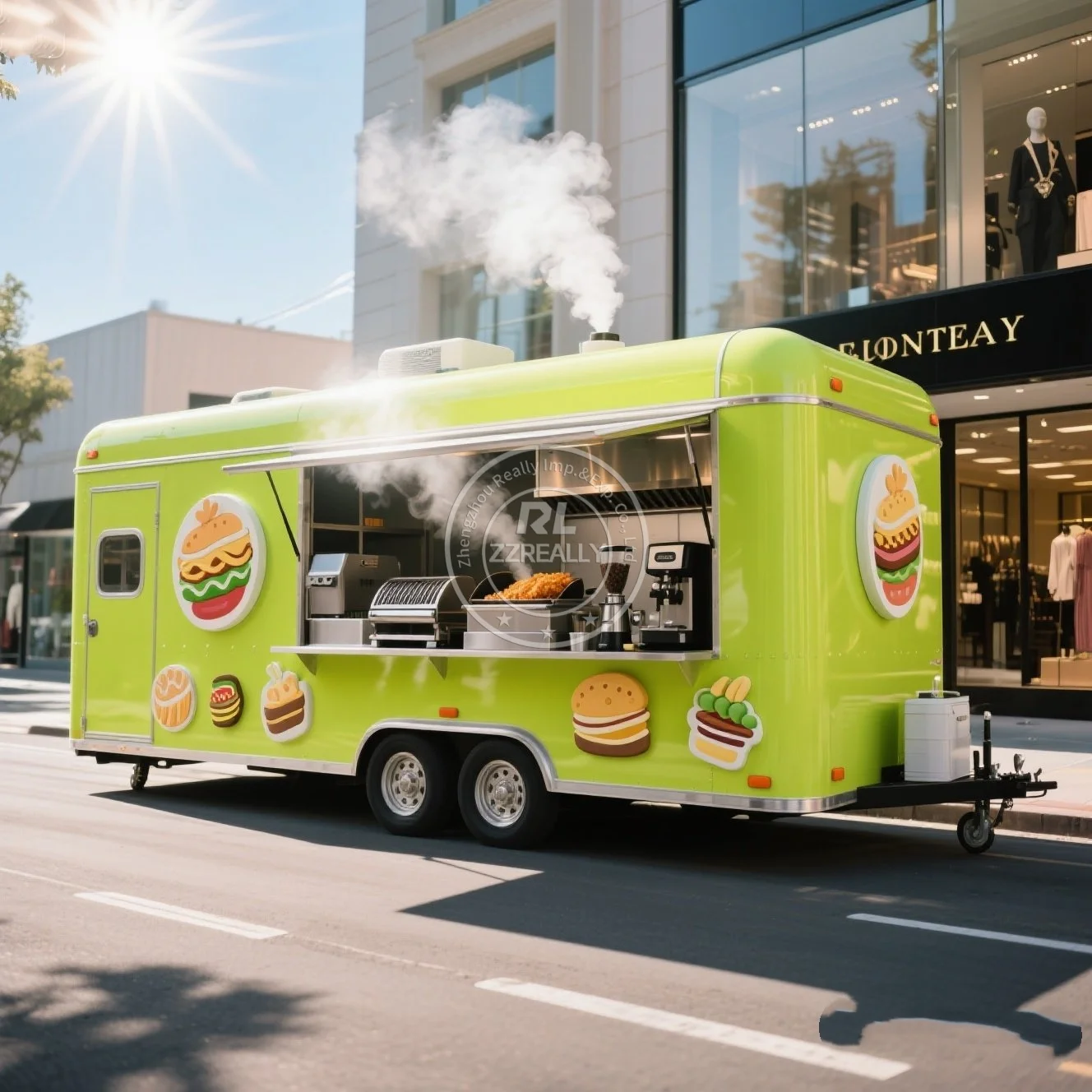 

New American Standard Square Food Trailer Top Outdoor Ice Cream Fast Food Truck Mobile Food Trucks with Full Kitchen