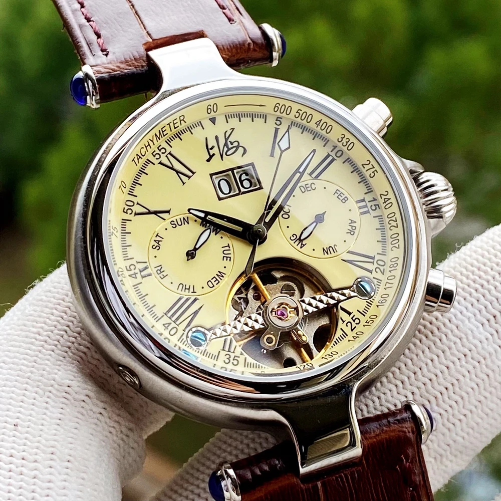 Vintage Shanghai Automatic Watch Men Mechanical Wristwatches Luxury Antique Chinese Clock Retro Watches 1963 Relojes Para Hombre