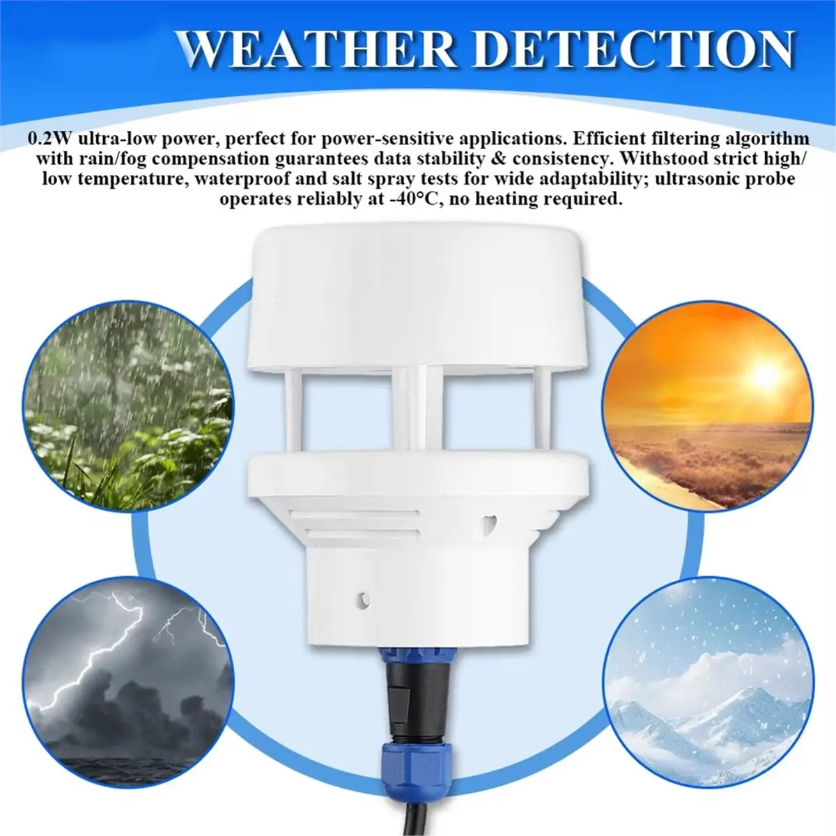 DTC5 0-45m/S Ultrasonic Wind Speed and Direction Sensor Module Detection Weather Station Transmitter Output RS485
