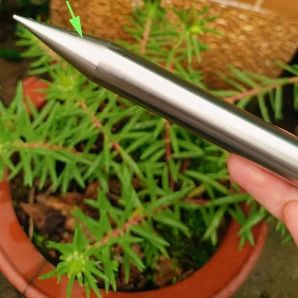 

Durable Stainless Steel Soil Puncher Comfortable Handle Easily Cleaning Plant Hole Digger T-shaped Hand Dibble Sowing