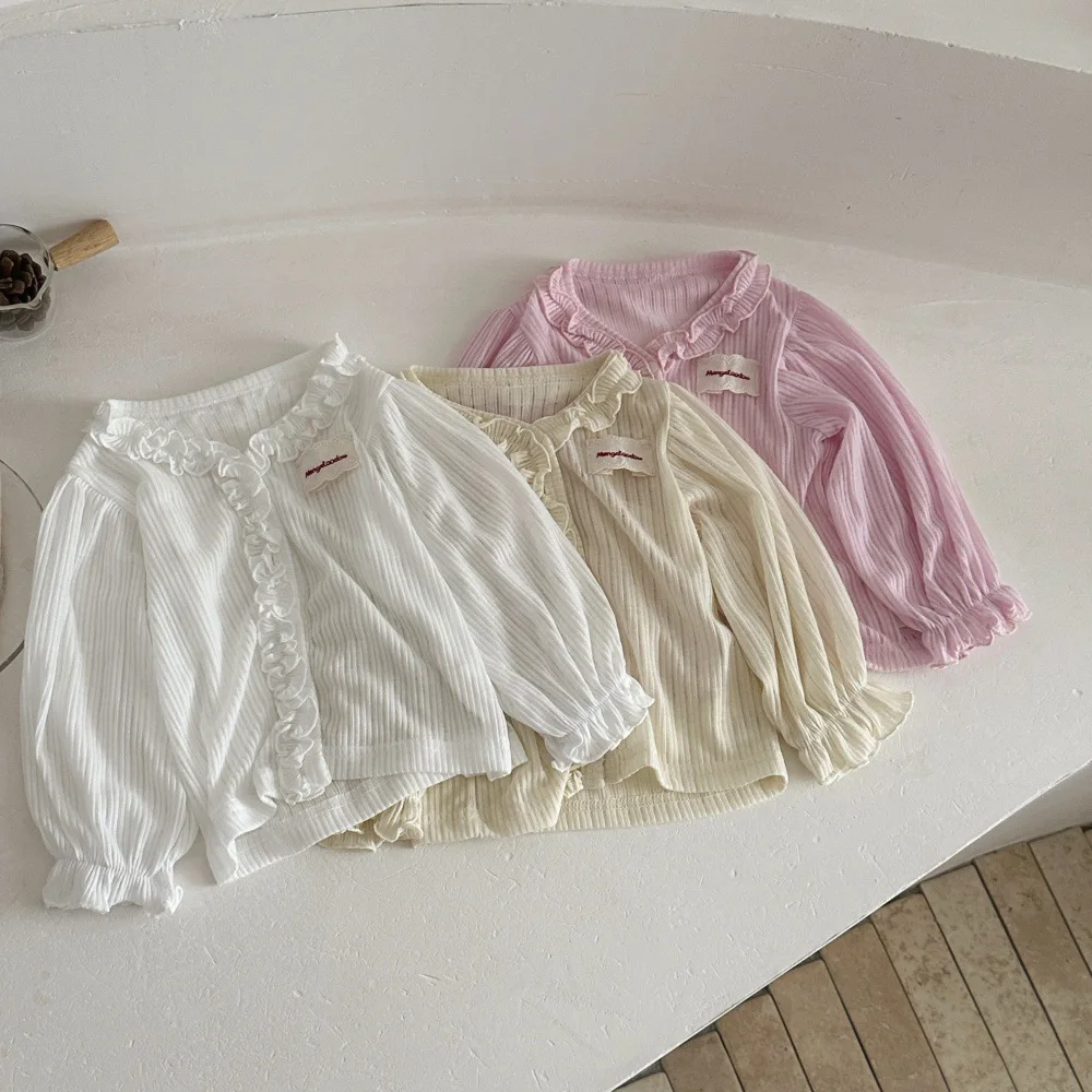 2026 Summer New Baby Long Sleeve Sunscreen Coat Cotton Infant Girls Cute Sweet Lace Cardigan Toddler Thin Sunscreen Clothing
