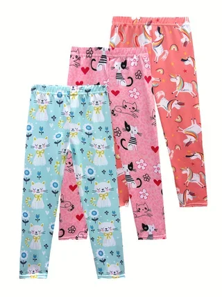Kids Girls Chic Black Rainbow Tie Dye Leggings, Cute High Stretch Soft Comfy Pants
