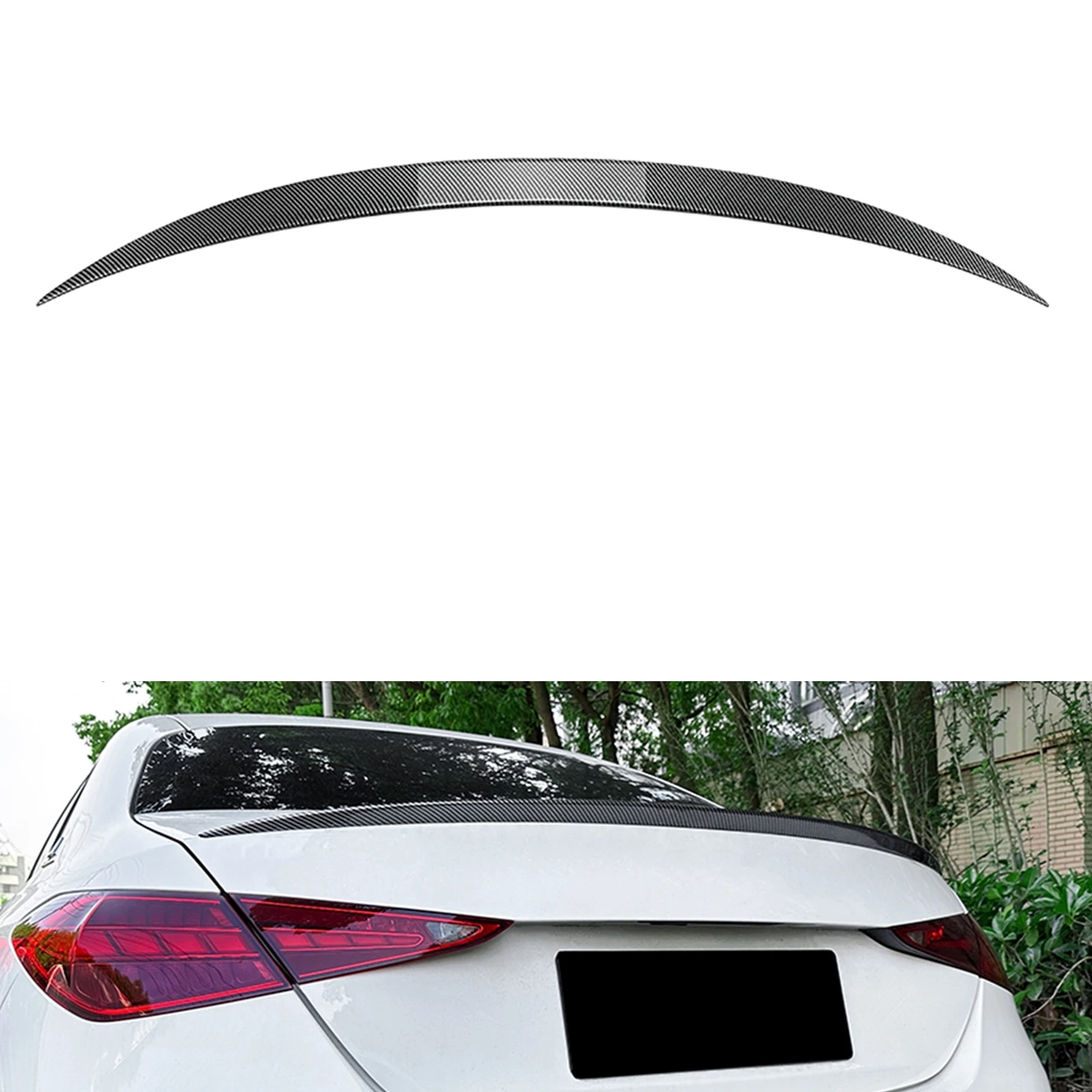 Car Rear Trunk Spoiler Wing Splitter Lip Guard Trunk Flap Duckbill For Mercedes Benz C Class W206 C300 AMG Sedan 2021-2023