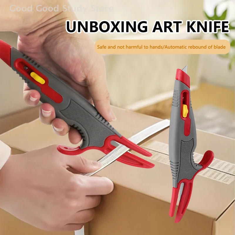 Taglierina per scatole multifunzionale Coltello artistico multiuso retrattile Disimballaggio Coltello espresso Colla da avvolgimento Anti taglio Anti taglio a mano