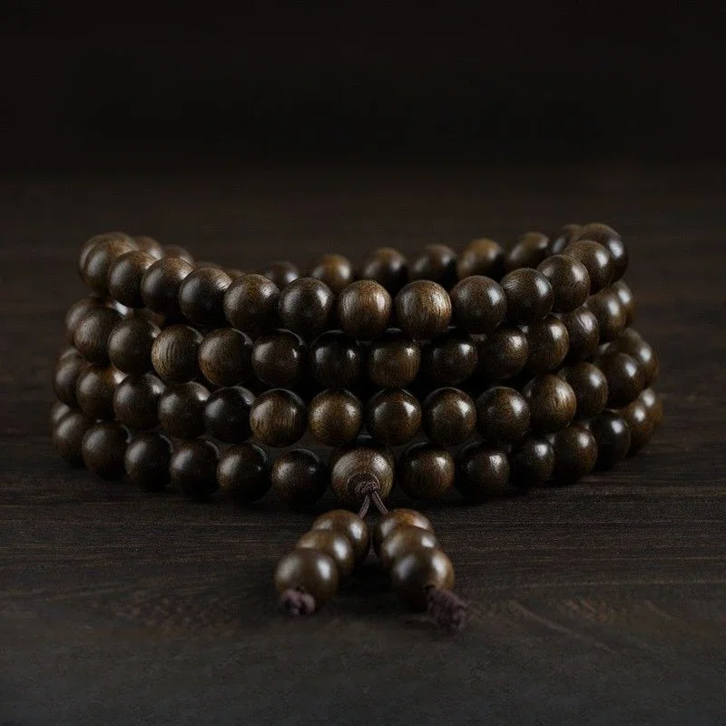 

Natural Brunei Agarwood Bracelet Men's and Women's 108 Qi Nan Buddha Beads Transfer Old Sandalwood Bracelet