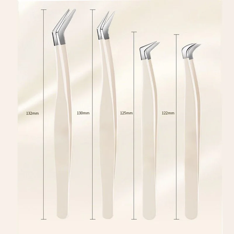 Pinzas de extensión de pestañas MIOFIA, maquillaje de acero inoxidable, pestañas 3D, pinzas de precisión, herramientas de maquillaje