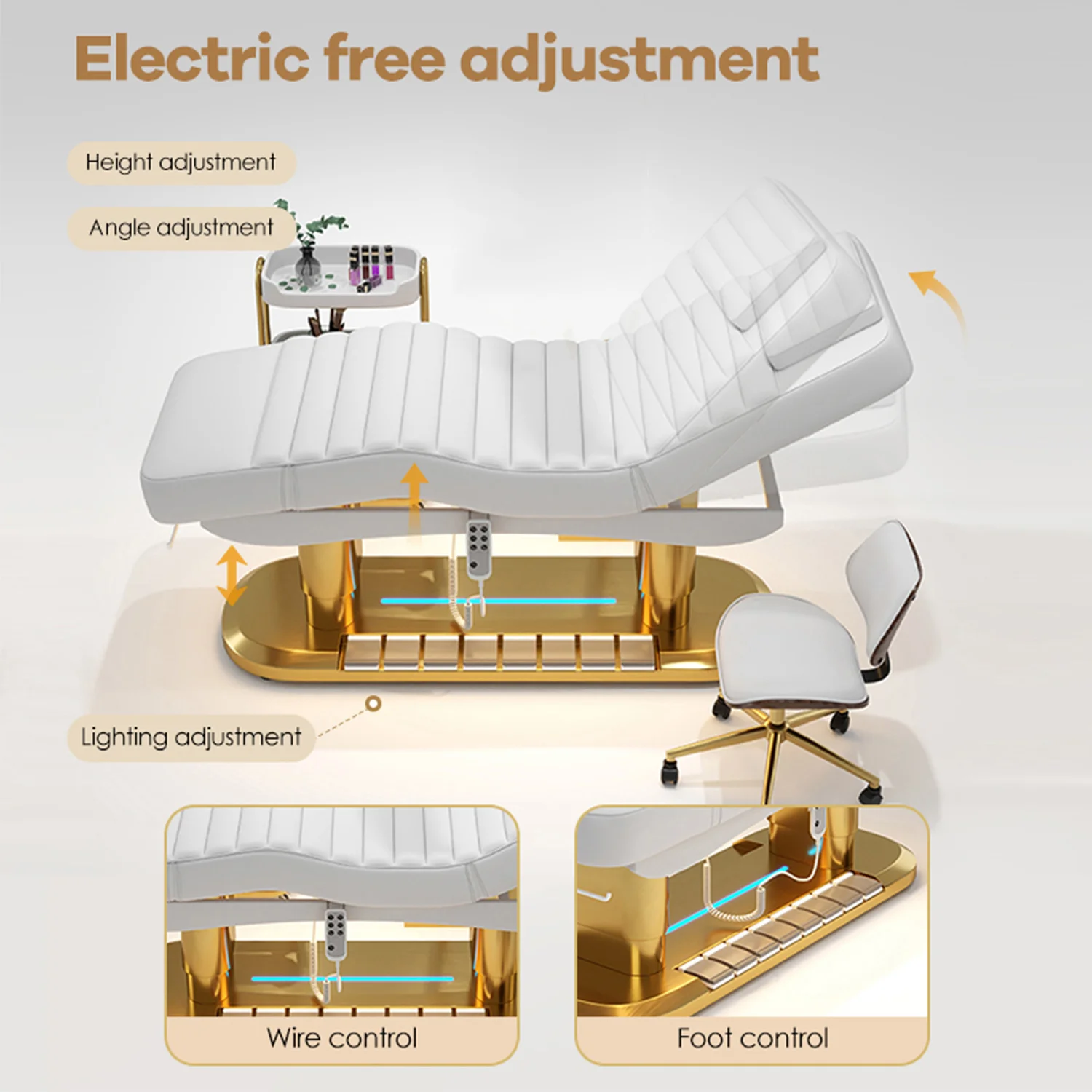 2026 Customized High Quality Modern Massage Facial Treatment Table 4 Motors Cosmetic Salon Electric Heating Beauty Lash Spa Bed