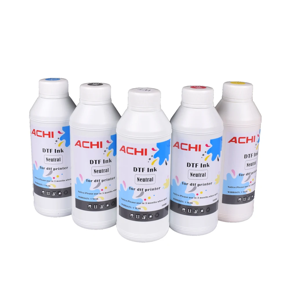 ACHI  DTF Ink 250ML/500ML BK/BLUE/RED/YLLOW/WHITE Premium Printing Ink for DTF  High Adhesion, Waterproof & Scratch Resistant