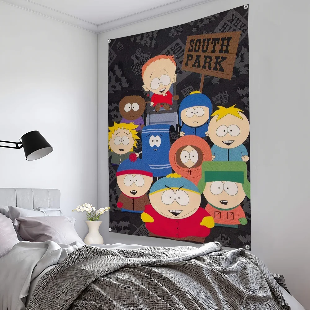 S-South Cartoon-Park Flag Bedroom Living Bar Garden Outdoor Microfiber Festival Decoration Background Art Banner - Image 4