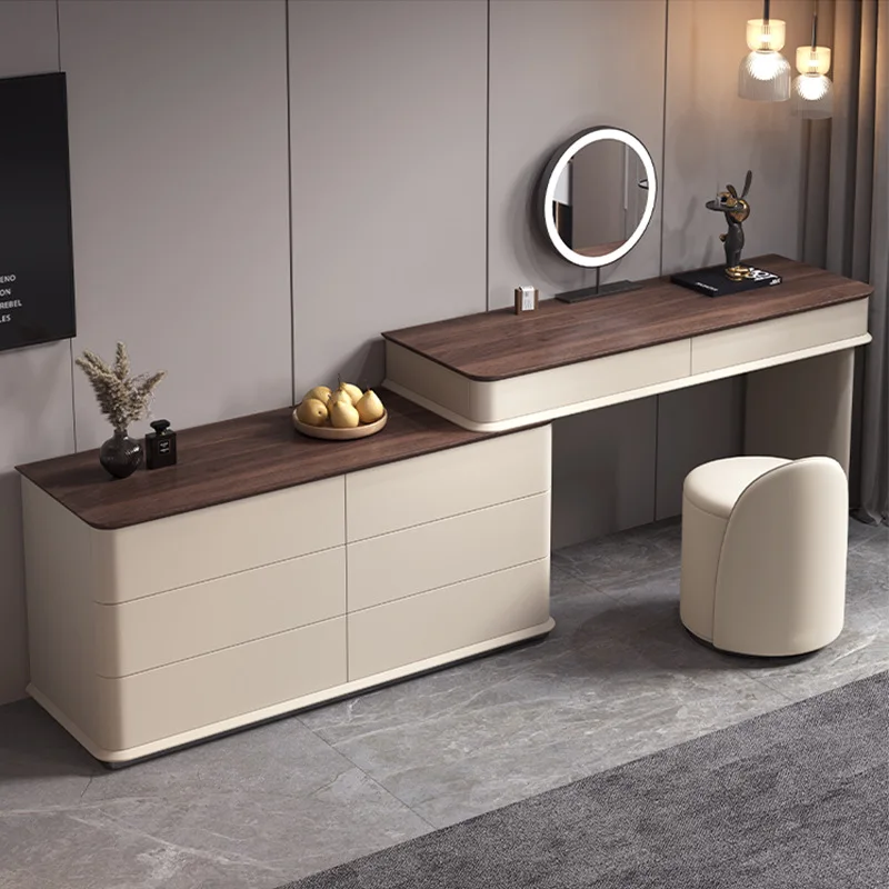 LH Solid Wood Dresser Chest Cabinet Integrated Makeup Table Storage Cabinet Bedroom Simple Light Luxury