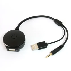 차량용 블루투스 4.0 오디오 AUX USB 음악 어댑터 케이블, BMW 및 미니 쿠퍼 및 모든 차량에 AUX 포함, 3.5mm