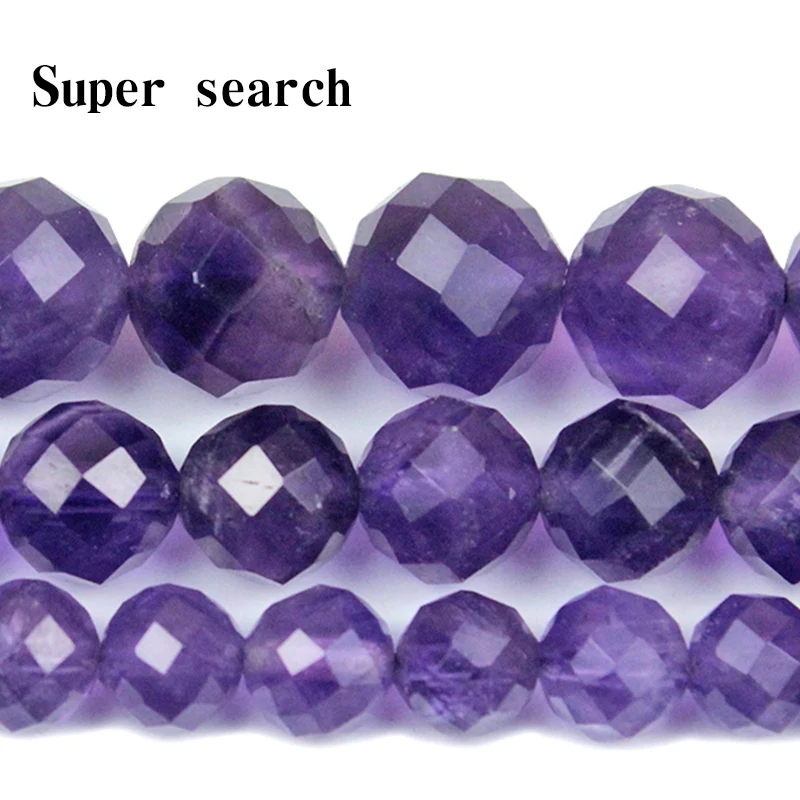 

Natural Stone Beads Faceted Amethysts Loose Spacer Beads For Jewelry Making DIY Earrings Bracelet Accessories 7'' 6/8/10mm