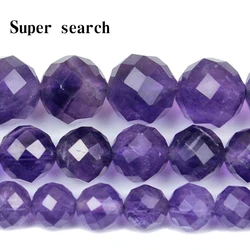 Natural Stone Beads Faceted Amethysts Loose Spacer Beads For Jewelry Making DIY Earrings Bracelet Accessories 7'' 6/8/10mm