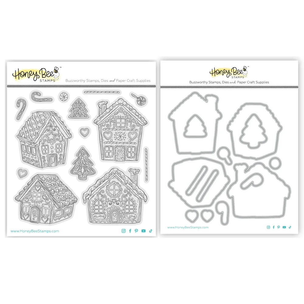 New 2024 Peppermint Village Christmas Clear Stamps Cutting Dies for Scrapbooking Paper Making Bee Frame Craft Card