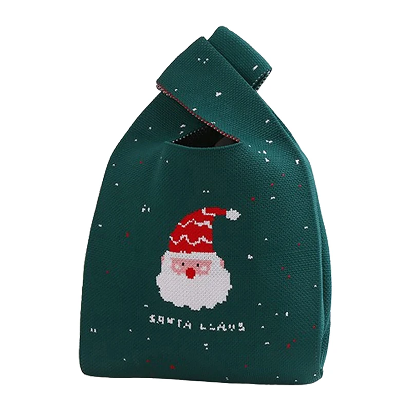 1Pc Christmas Gift Bag New Year Candy Pouch  Bag Christmas Reusable Knitted Bag Travel Purse Handbag Tote Bag