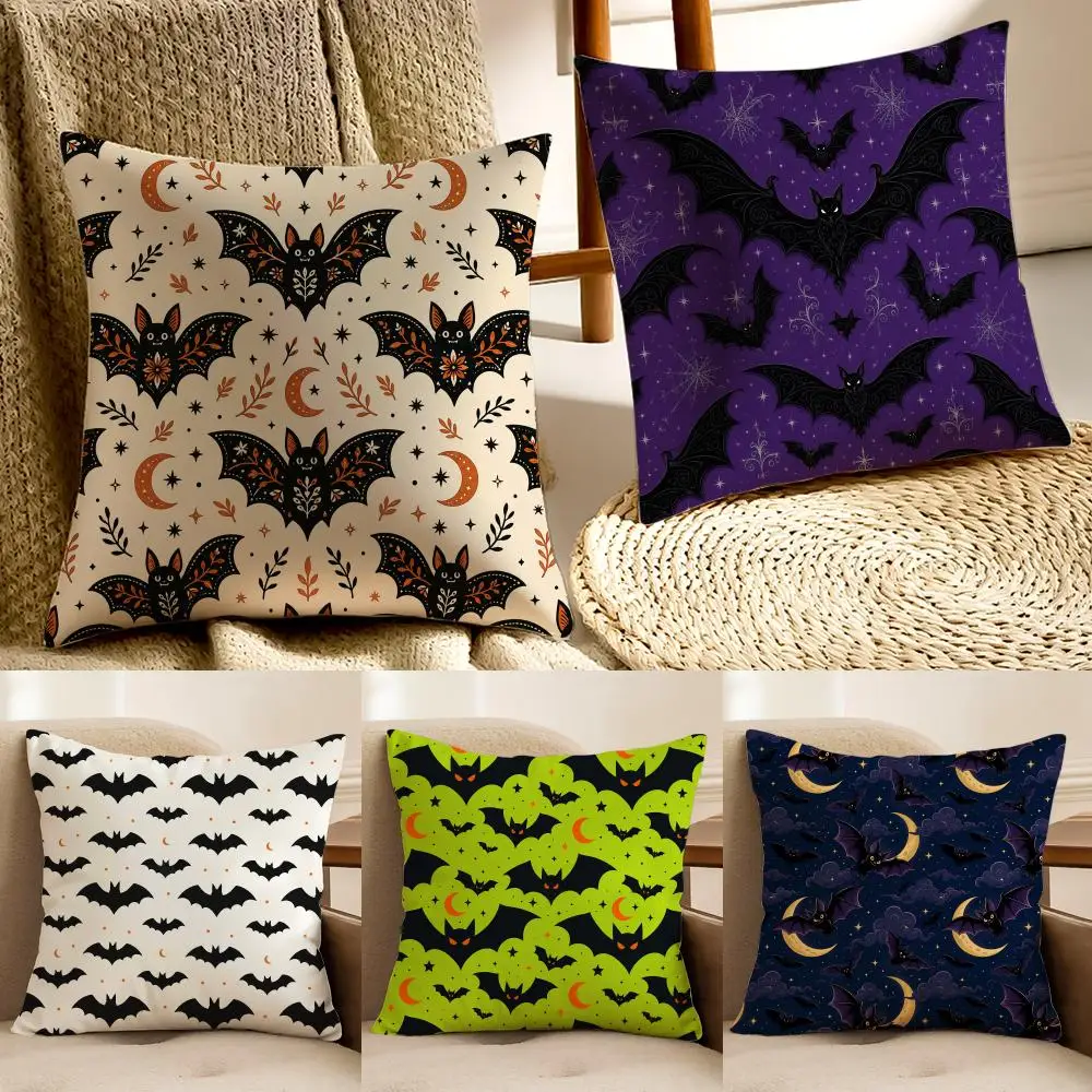 Halloween Bat Seamless Pattern Cushion Cover Pillowcase Anti-dustmite living Room Sofa Decor Cushion Room