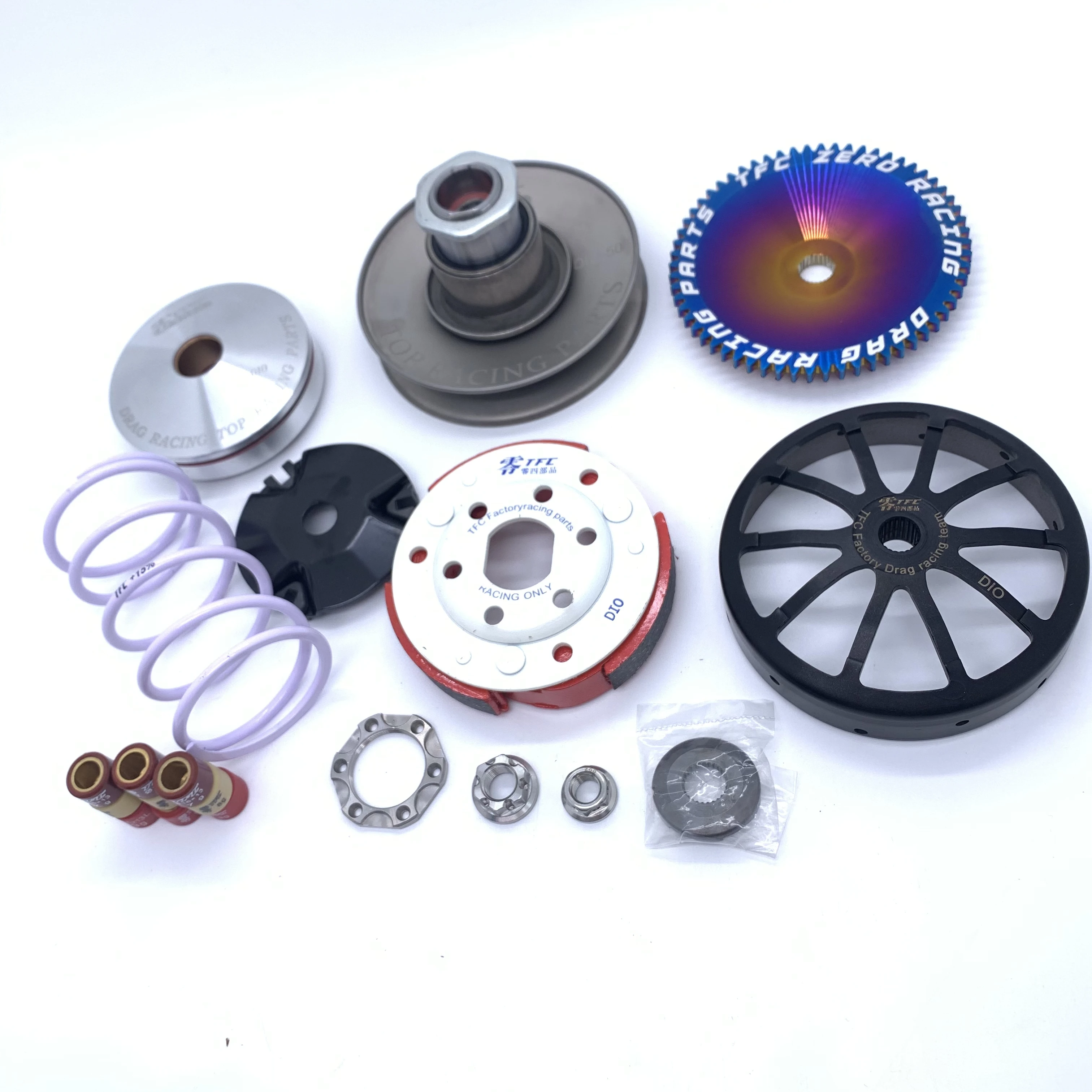 TFC Modified Power Kit Set for DIO50CC Contains A Clutch Bowl  A Public Open and Closed Disc  A Plubrium Disc A Leaf Disc, A Pl