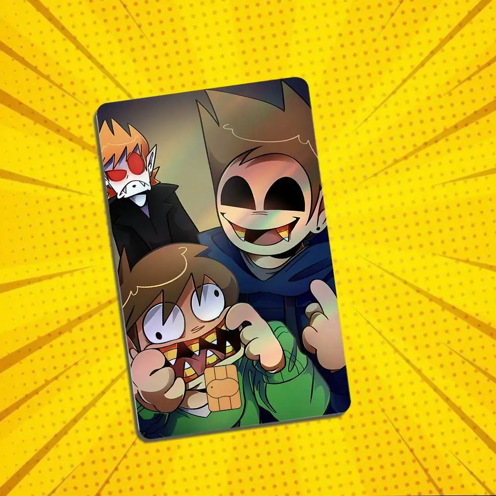 Halloween Edd Eddsworld Tord Tom Laser shimmer Credit Card Skin Party Stickers For Visa Bank Card Bus Metro Access Card Pvc