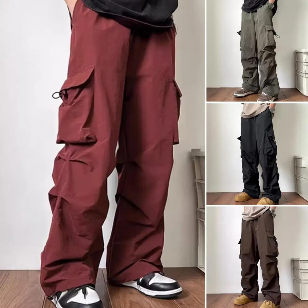 

Outdoor Sports Overalls Vintage-inspired Men's Cargo Pants Oversized Wide Leg Multi Pockets Soft Breathable Fabric for High