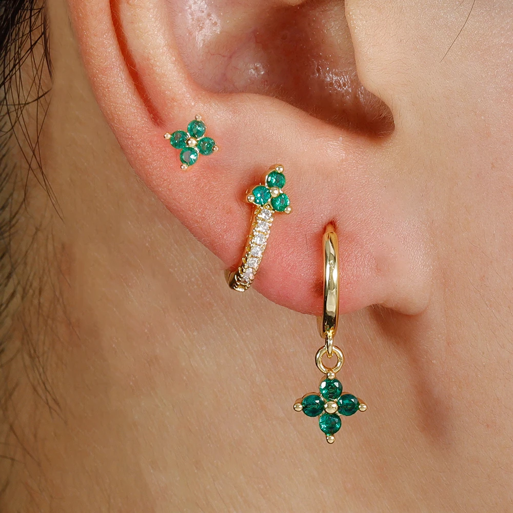 3PCS Fashion Stainless Steel Flower Small Hoop Earrings Set for Women 18K Gold Plated Huggie Cartilage Piercing Jewelry aretes image 2