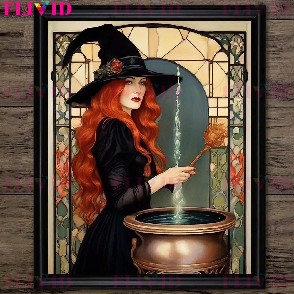 The Red-Haired Witch Potion Soup And White-Haired Prophet Wall Art Canvas Painting Magic Wizard Portrait Art Poster Print Decor