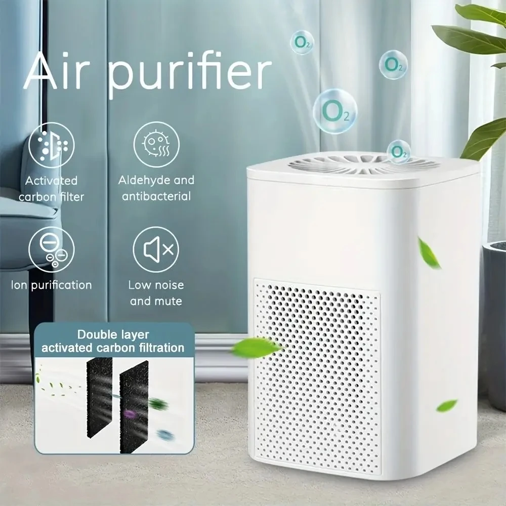 

1PC USB Portable Air Purifier, Office Desktop Vacuum Cleaner Car Filter Formaldehyde Household Purifier.