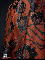 Five-color low-key luxury bright silk rose pattern fabric, drape soft trench coat dress, creative designer fabric