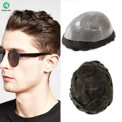 Cabelo Humano Indiano PU Toupee Para Homens, peruca De Pele, 130% Densidade, perucas De Fábrica Original