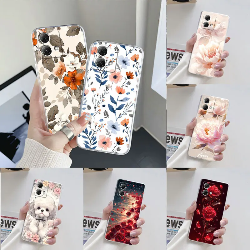 For Moto G34 G84 G64 G54 5G Power G04S Case Fashion Floral Soft Silicone TPU Phone Case For Motorola Moto G24 G04 G14 Back Cover