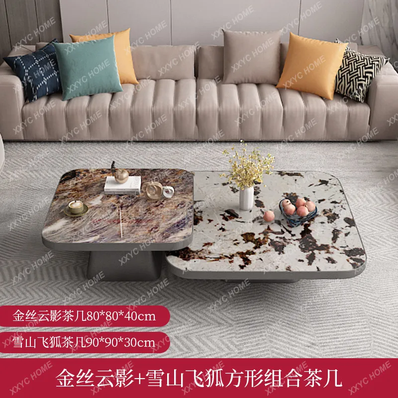 AA light luxury slate coffee table, large living room, microcrystalline stone square retro table