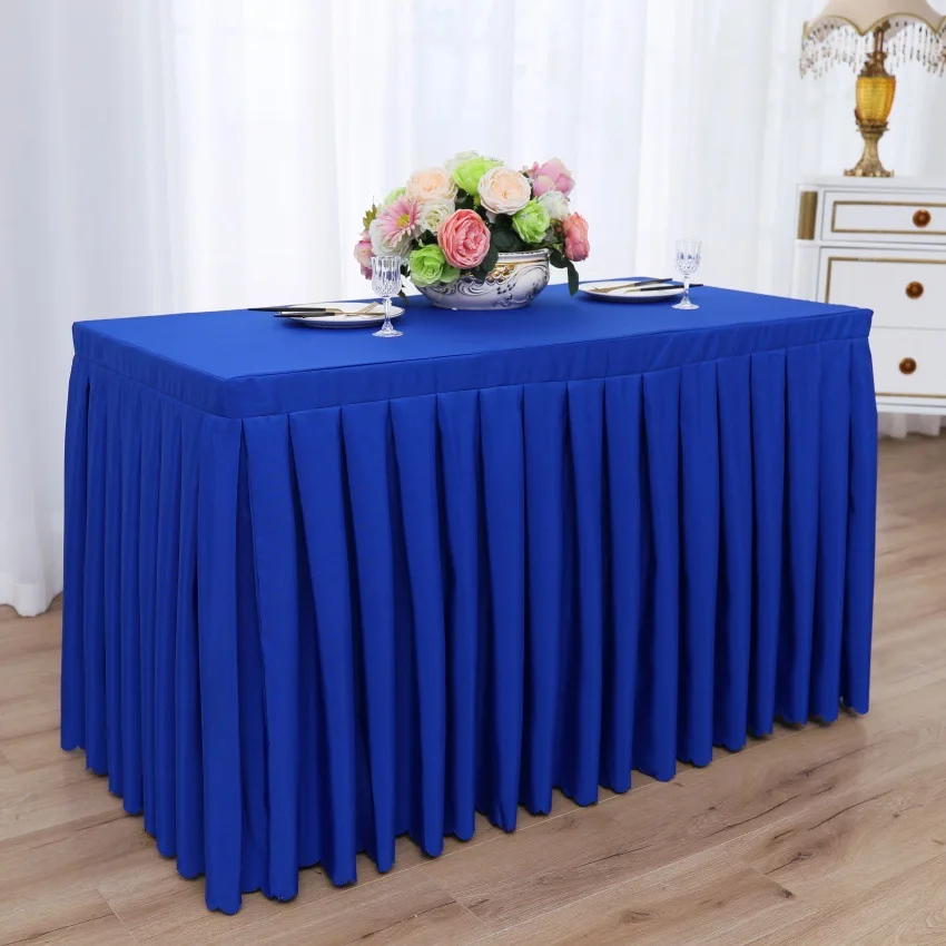 Plain Color Hotel Conference Banquet Rectangular Business Exhibition Table Skirting Cover