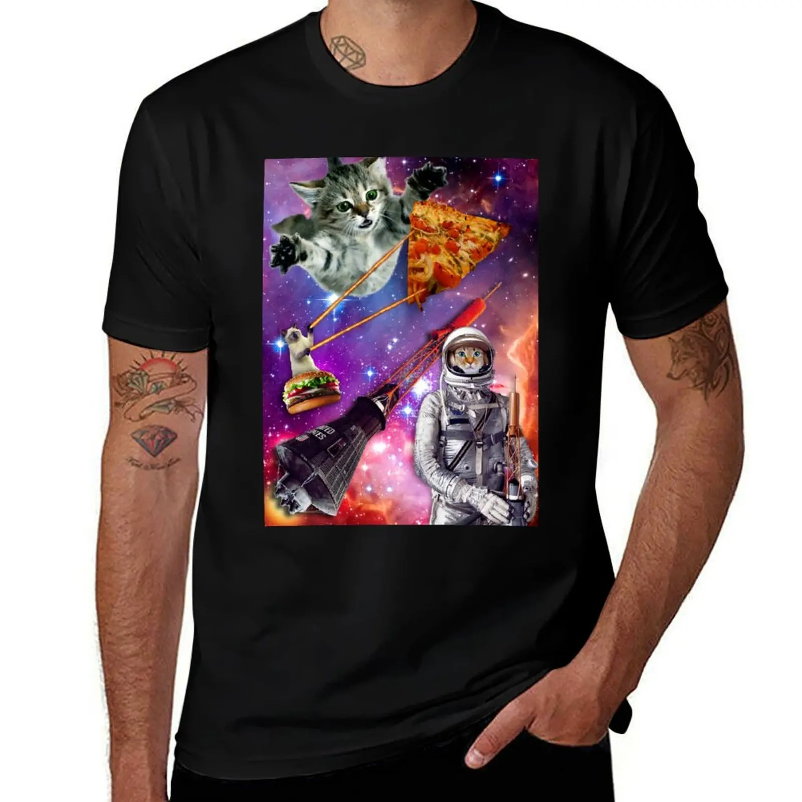 Pizza Cat in Space T-Shirt Street Style Casual Tee Shirt
