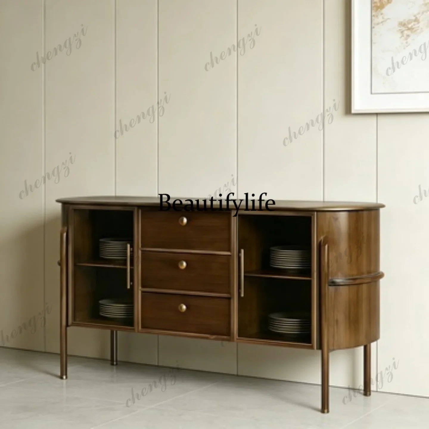 A68New Chinese-style ebony triangular decorative cabinet household solid wood corner cabinet living room wall locker