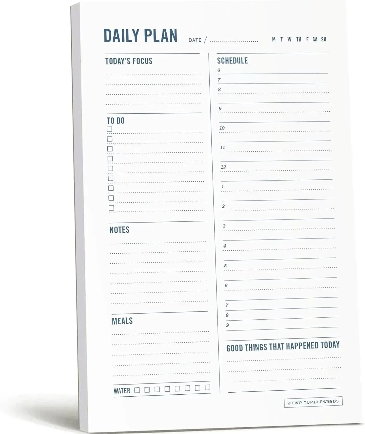 

Daily Planner Pad, Hourly Schedule & Time Blocking, 50 Undated Sheets, 6x9"