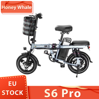 HONEY WHALE S6 Pro Electric Bike 14 inch Tire 350W Brushless Motor 35km/h Max Speed 48V 15Ah Battery 45-55km Range Disc Brakes