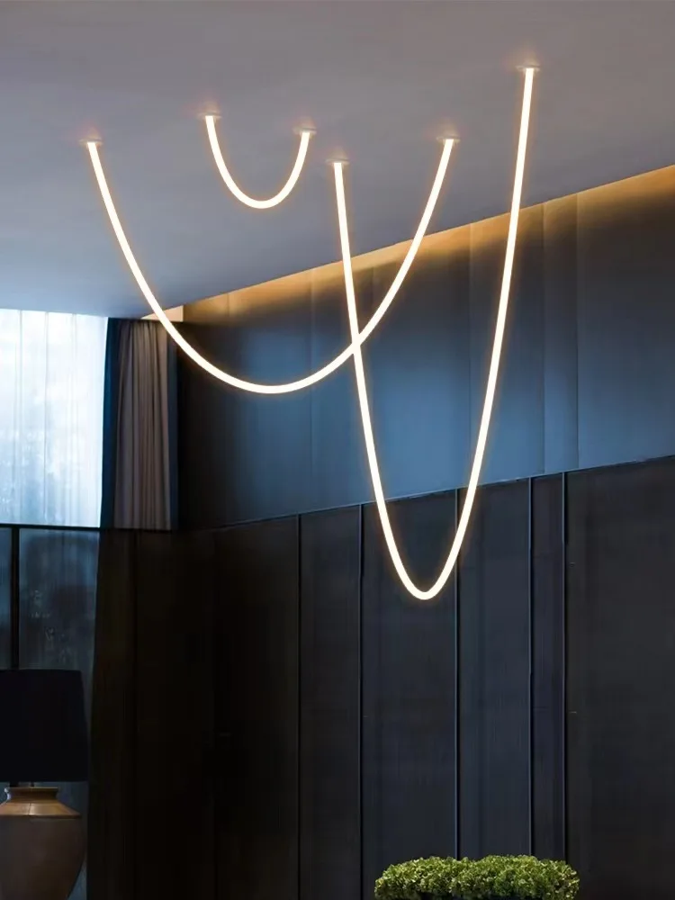 2026 Flexible Belt LED Home Deco Dimmable Hanging Lamps Pendant Light Chandelier Indoor Lighting Luminaire For Living Room